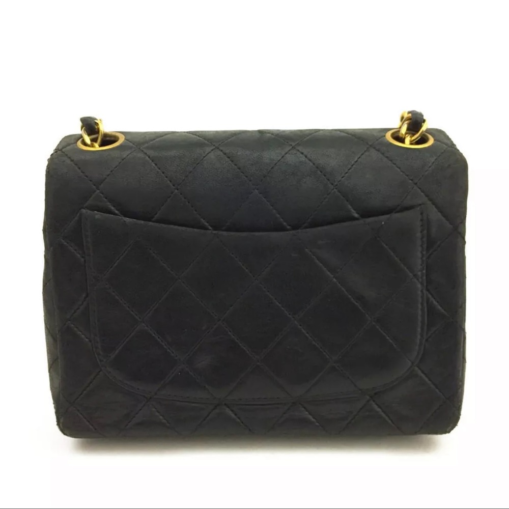 CHANEL Classic Leather Mini Flap Bag: 24k Gold Chain Crossbody Bag - Picture 8 of 14
